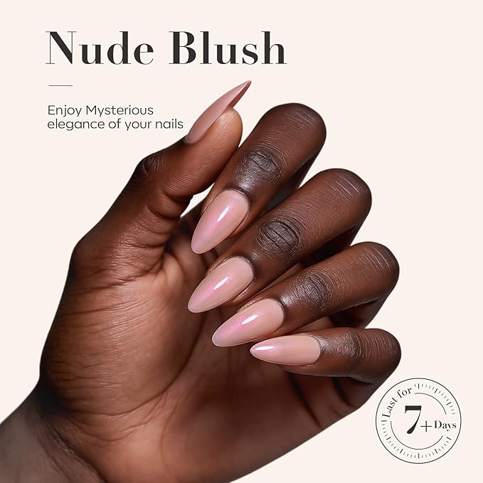 AZUREBEAUTY Nail Polish,Nude Pink Shimmer Quick Dry Complete Natural Super Lustrous,Professional for DIY Manicure and Pedicure at Home
