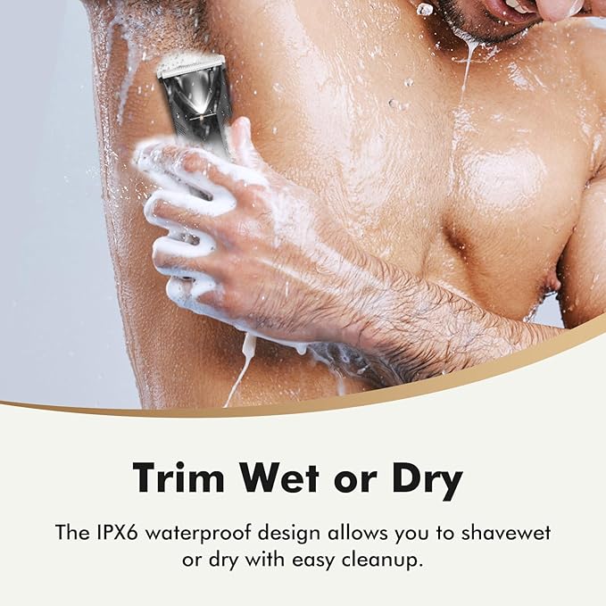 Body Hair Trimmer for Men, Manscape Ball Trimmer, 2-in-1 Body Pubic Hair Groomer and Groin Hair Shaver -Dual-Head Electric Razor for Men