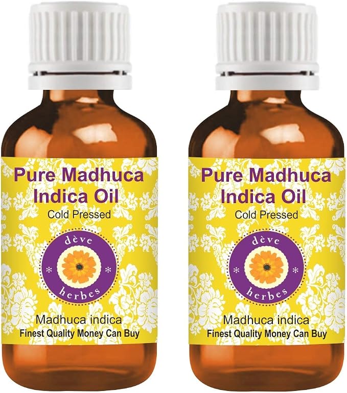 Deve Herbes Pure Madhuca Indica Oil (Madhuca Indica) Cold Pressed (Pack of Two) 100ml X 2 (6.76 oz)