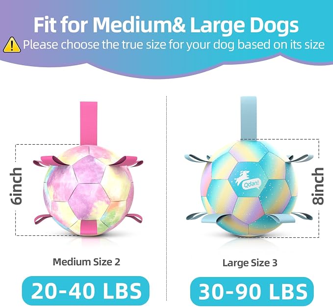 QDAN Herding Ball for Dogs, Soccer Interactive Toys for Large Dogs, 8 Inch