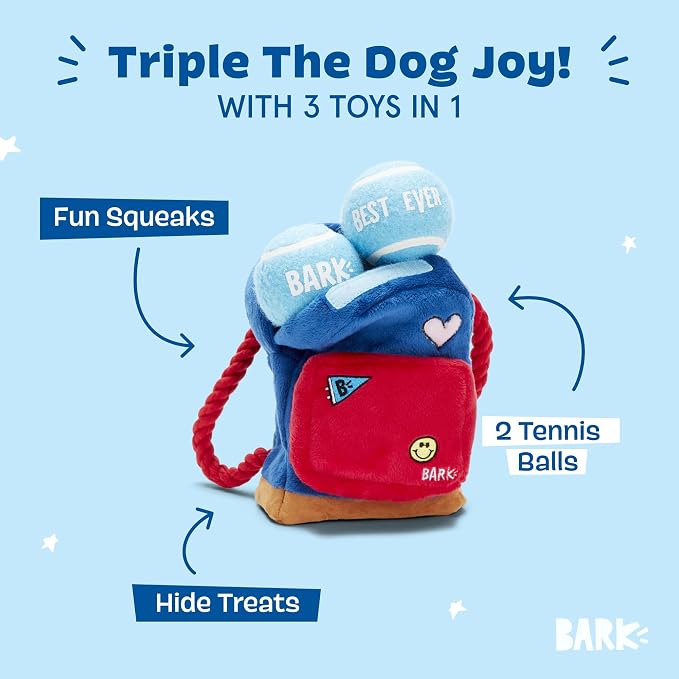 BarkBox Janspup Backpack 3-in-1 Interactive Plush Dog Toy