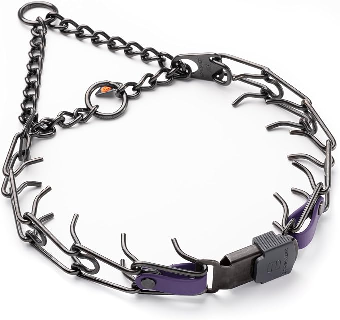 Herm Sprenger Black Stainless Steel Dog Collar with Quick Release ClicLock Buckle O-Ring Biothane Insert Training Collar Made in Germany (Violet Purple, 23in x 3.2mm(Neck Size up to19-20in))