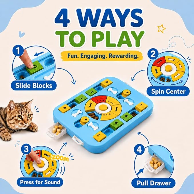 Interactive Cat Puzzle Toy, Maze Slow Feeder, 15.4 in