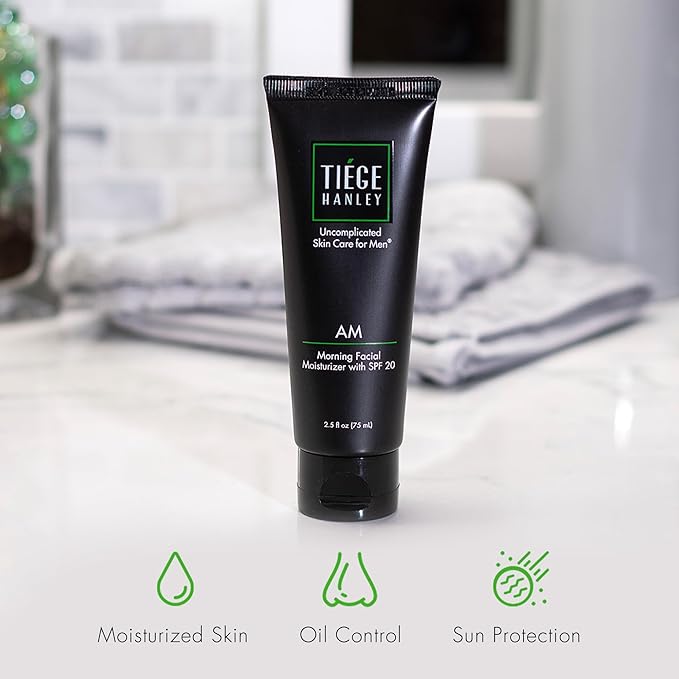 Tiege Hanley Face Moisturizer for Men, Morning Facial Moisturizer With SPF 20, Hydrating Daily Face Cream With Sunscreen, Gentle on Sensitive Skin, Men’s Skin Care, 2.5 FL Oz