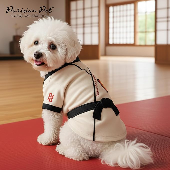 Parisian Pet Dog Karate Academy Shirt - Embroidered Pet Vest - 100% Cotton & Polyester Doggy Shirt - Lightweight Pet Clothes - Sleeved Puppy Costume - Funny Shirts for Large Dogs - 2XL