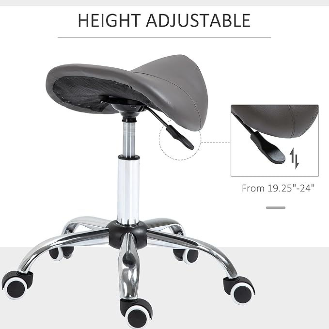 Saddle Stool Rolling Chair for Medical Massage Salon Spa Drafting,Adjustable Height Hydraulic Stool with Wheels for Tattoo Massage Nail-Tech