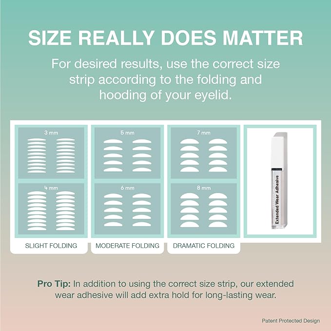 Contours Rx Lids By Design - Medical Grade Eyelid Correcting Strips for Heavy, Hooded, & Droopy Lids - Transparent, Anti-Aging, and Eyelid Lifting Treatment - (4mm - 7mm) Assortment Pack, 160ct
