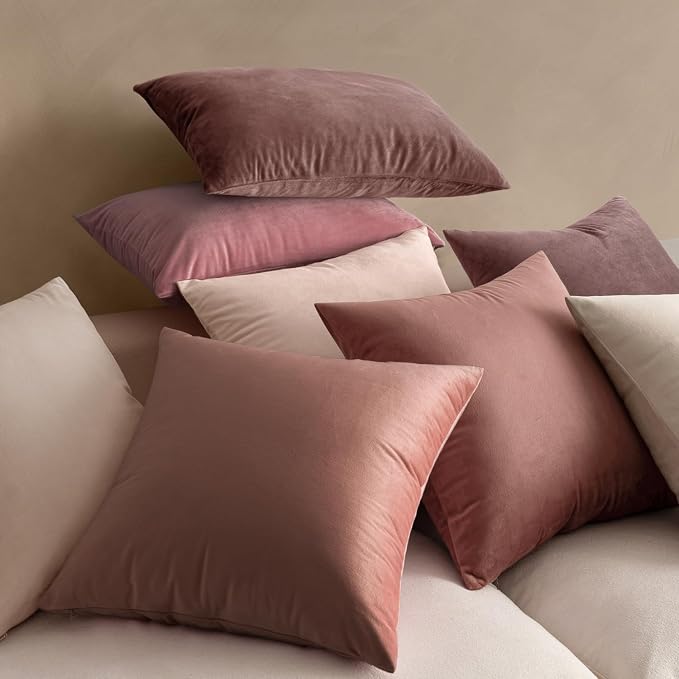 MIULEE Velvet Throw Pillow Covers 20x20 Inch Pack of 2 Jam | Soft Solid Decorative Pillow Covers, Modern Luxury Home Decor, for Couch Chair Sofa Bedroom Livingroom