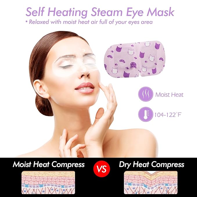 Jekeno Steam Eye Mask, 16 Packs Eye Masks for Dry Eyes, 40-60 Minutes Self Moist Warm Compress Heated Disposable Mask for Sleep, Spa Relaxing Trip Gifts, Travel Essentials for Women Men