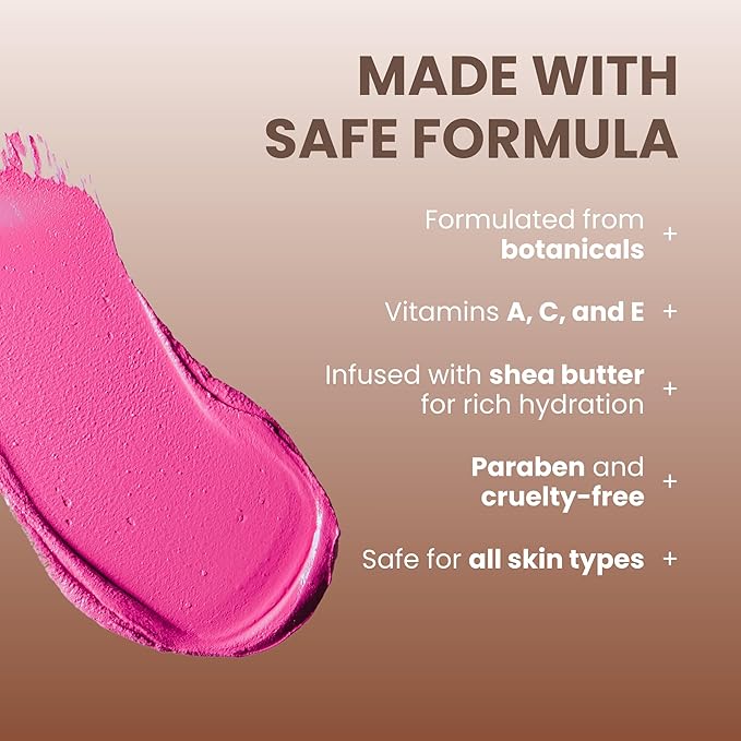 POISE Makeup HD Crème Lip and Cheek Compact | Long Lasting Cheek Blusher and Lip Stain Lipstick in One Hydrating for Skin Infused w/Shea Butter, ZONA ROSA