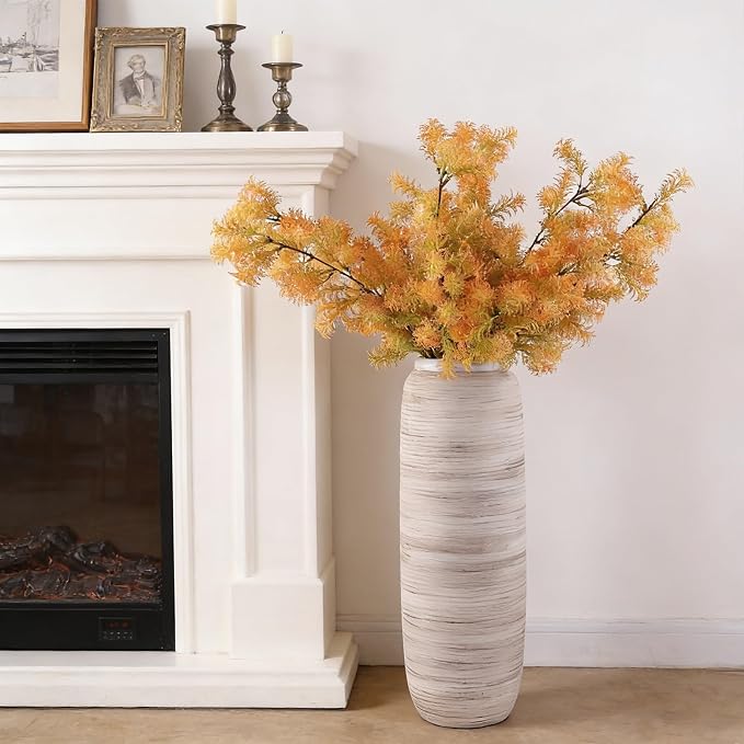 ALMA White Tall Vase for Floor, 18'' Extra Large Vase for Pampas Grass | Big Ceramic Vase for Dried Flower, Rustic Decorative Vases for Home Decor, Living Room, Mantel, Entry, Holiday & Wedding Gift