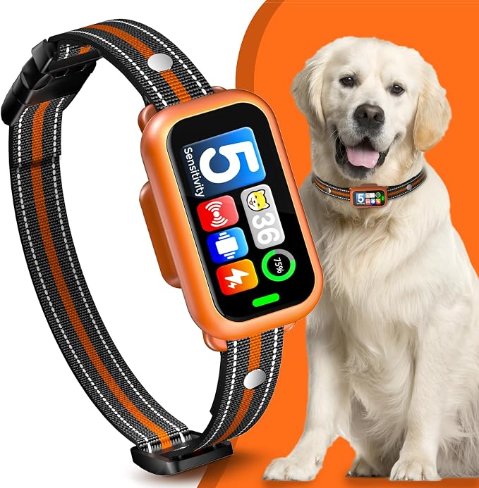 Smart Dog Bark Collar, Waterproof Shock Collar for Small Medium Large Dog | Fits 8-120lbs Dogs, 4 Training Modes, 5 Adjustable Sensitivity Levels, Built-in Bark Counter, Rechargeable, Waterproof