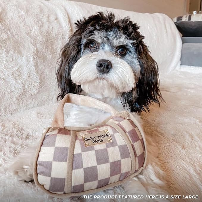 Haute Diggity Dog Chewy Vuiton Bone & Handbag Plush Dog Toy Designer Parody