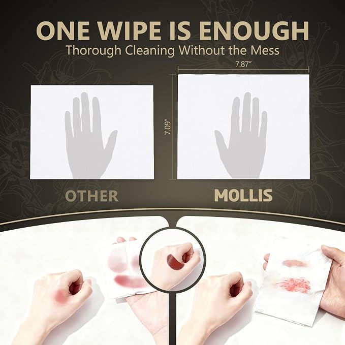 MOLLIS Flushable Wipes for Adults, Extra Large Unscented Wet Wipes with Witch Hazel & Vitamin E, Gentle for Sensitive Skin, 100% Plant-Based, Sewer & Septic Safe, 360 Count (6 Packs of 60)