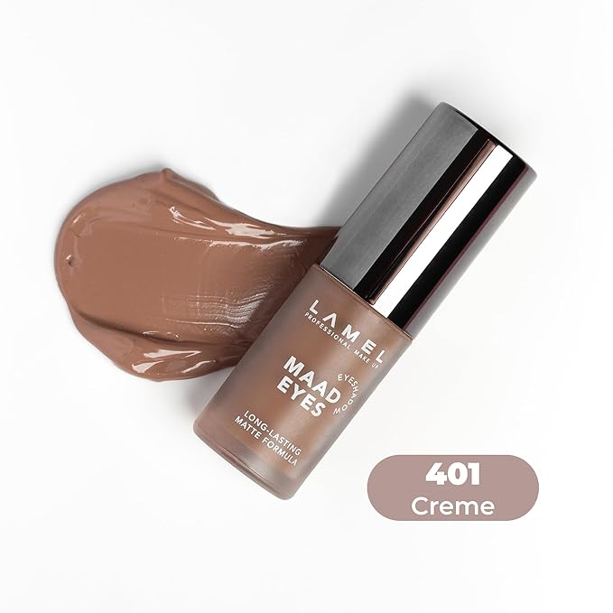 Lamel Matte Liquid Eyeshadow - Long Lasting Waterproof Eye Tint - Quick-Drying, Hypoallergenic Eye Makeup - Creamy & Smooth Formula - Brown Matte Cream Eyeshadow - Maad Eyes, №401, 5.2ml / 0.17oz