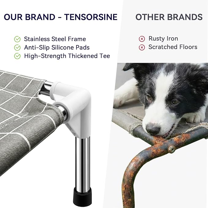 Elevated Dog Bed Pet Cot - Raised Dog Cots Beds for Medium Dogs | Detachable Dog Pet Bed, Indoor and Outdoor Use, Breathable cotton fabric, Sturdy Stainless steel frame,Non-Slip Feet