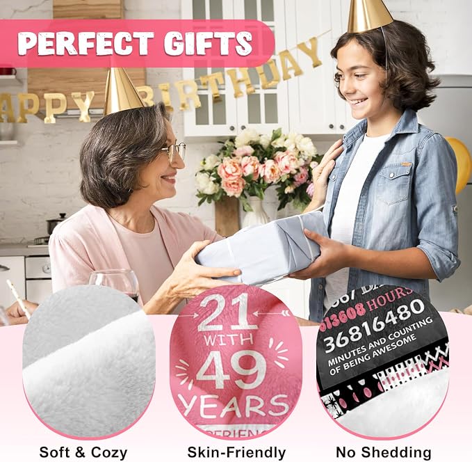 70th Birthday Gifts for Women, 70th Birthday Blanket for Women 50"x60" | 70th Birthday Decorations for Women, 70 Year Old Birthday Gifts for Women, 1956 70Th Birthday Gifts for Sister, Mom, Friend