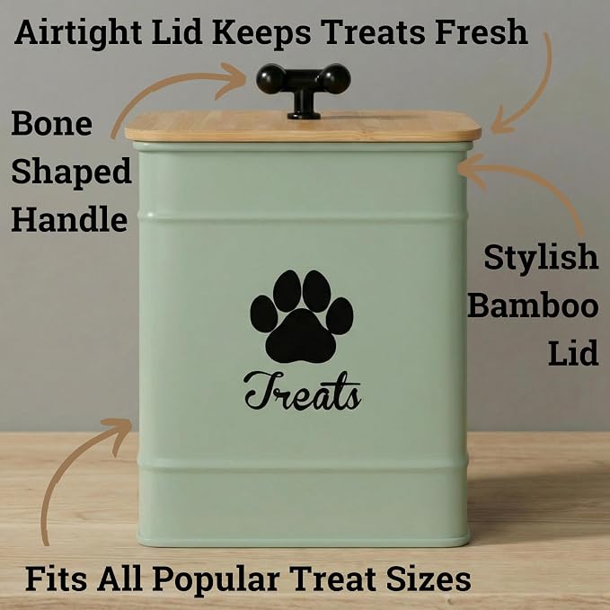 Dog Treat Container Airtight, 6"W x 8"H, Powder Coated, 12 Cup Capacity