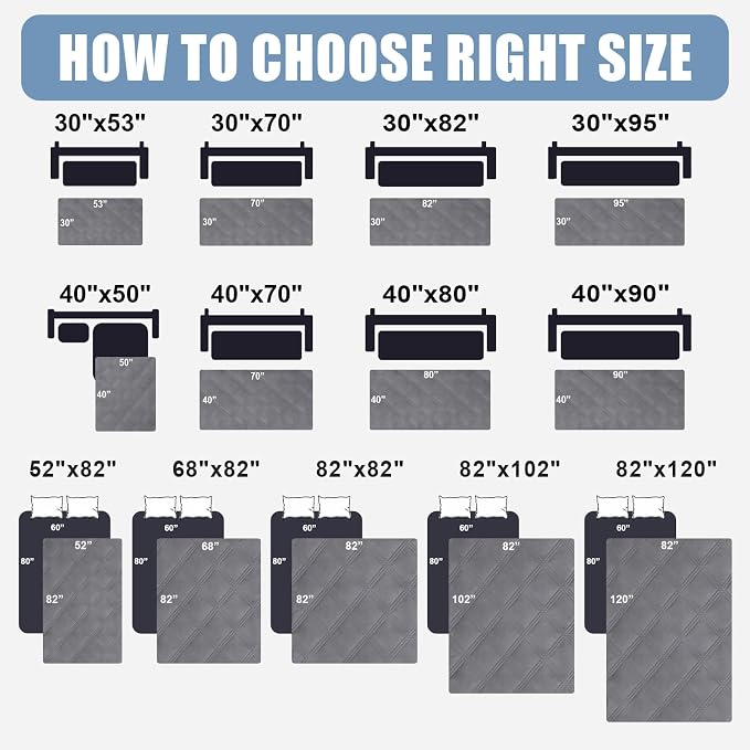 Smiry Waterproof Dog Bed Cover, Reversible Pet Blanket for Sofa Couch | Soft Washable Dog Blanket, Leakproof Couch Cover for Dogs Cats & Furniture Protection, 30x95, Grey/Light Grey