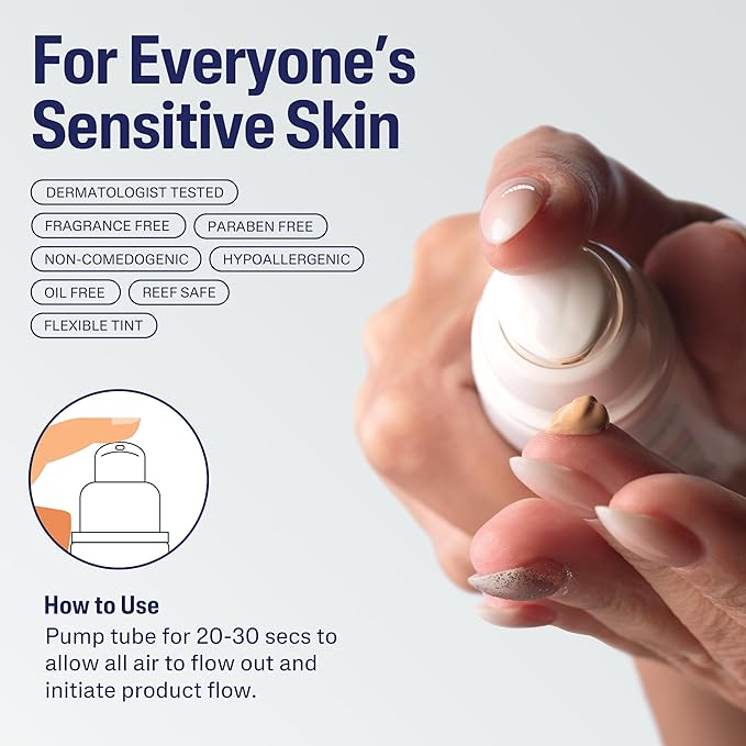 CETAPHIL Everyday Sunscreen Tinted Lotion for Face,1.7 fl oz,100% UVA/UVB Mineral Sunscreen: Titanium Dioxide & Zinc Oxide,SPF 40,For Sensitive Skin,(Pack of 2)