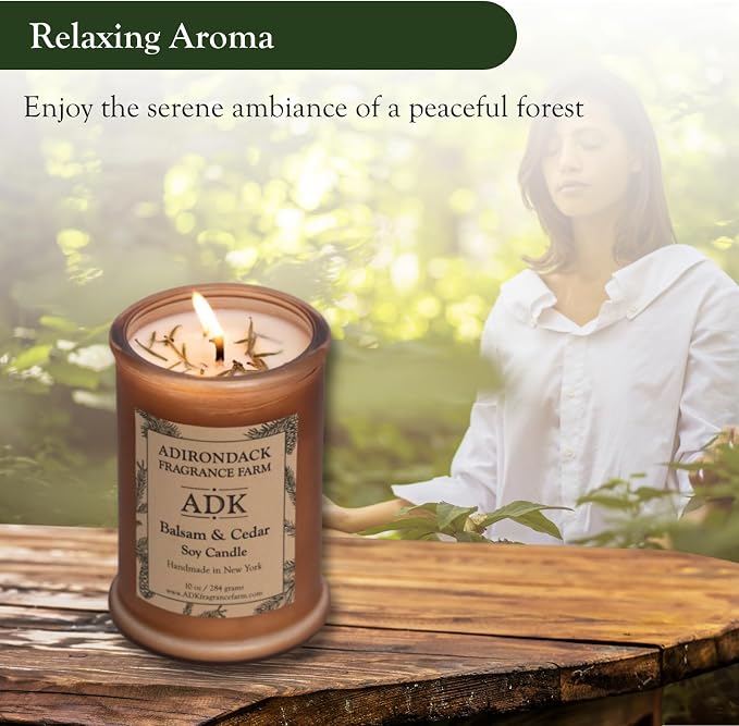 Adirondack Fragrance & Flavor Farm Balsam & Cedar Scented Candle 4.5 Oz | Proudly Poured in The USA, Natural Aromatherapy Wax for Relaxation, Home Décor, Kitchen, Gift and Living Spaces