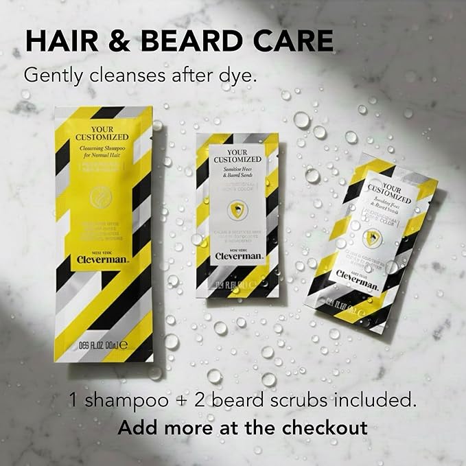 CLEVERMAN Black Hair & Beard Dye for Men, All-in-One Reusable Kit - Natural-Looking Gray Coverage, Professional-Quality, Ammonia-Free, 3.38 Fl Oz (1 Pack), Black, Suitable for Black Hair