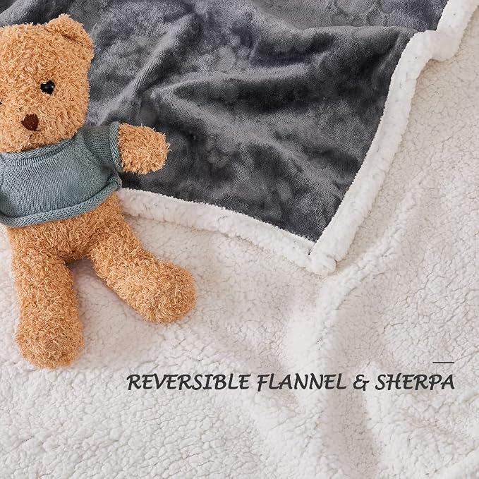 Waterproof Blanket for Bed, Dog Blankets for Large Dogs, Waterproof Cat Blanket Washable, Soft Sherpa Fleece Puppy Blanket, Reversible Throw Protector for Couch Car, 50"X60", Dark Grey