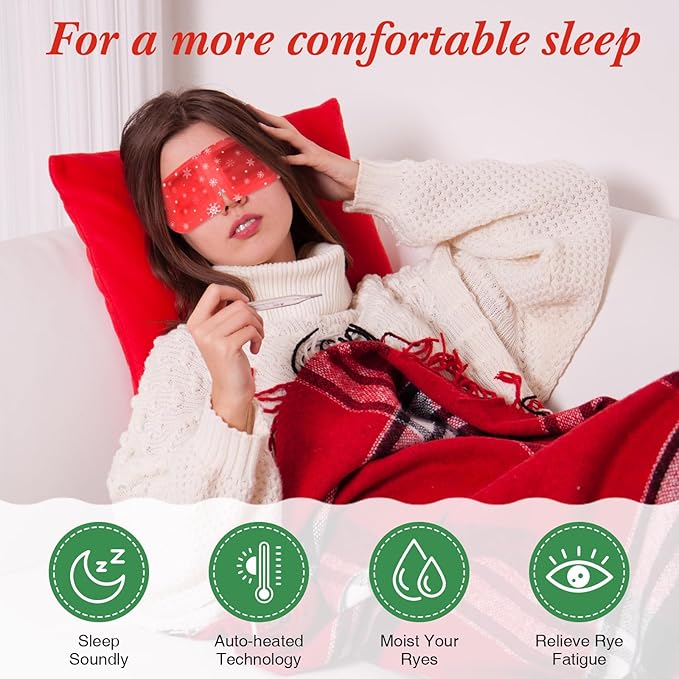 Demissle 36 Pack Christmas Steam Eye Masks Bulk for Dry Eyes Disposable Eyes Masks Cover Self Heating Red and Green Moist Heat Eyemasks Holiday Warm Eye Compress Gift for Women Home Office Travel