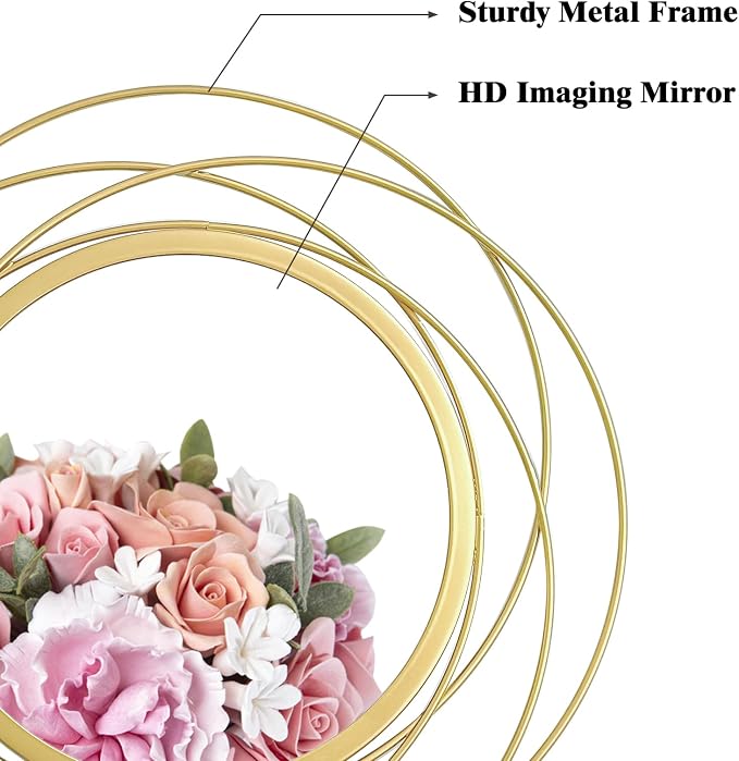 3 Set Round Mirrors for Wall Decor Living Room Bedroom Bathroom Dining Room Metal Circle Mirror Set Boho Decorative Sunburst Wall Art Accent Entryway - Gold 9.5 in