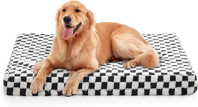 JOEJOY Dog Bed for Large Dogs, Large Orthopedic Dog Bed with Removable Washable Cover, Cute Modern Plush & Memory Egg Crate Foam Dog Bed, 36 x 27 inch, Grey