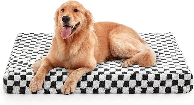 JOEJOY Orthopedic Dog Bed for Large Dogs, Memory Foam Pet Bed with Removable Washable Cover, Cozy Plush Crate Mat, 47×29", Grey