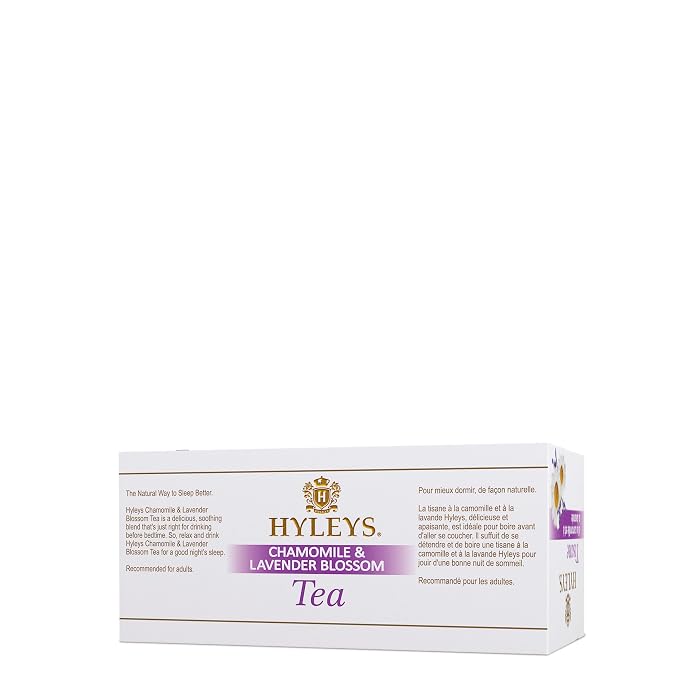 Hyleys Sleep Lavender Blossom Herbal Tea - Nighttime Relaxation Blend, 100% Natural, Caffeine-Free, Sugar-Free, Gluten-Free, Dairy-Free, GMO-Free, Decaf - 25 Tea Bags
