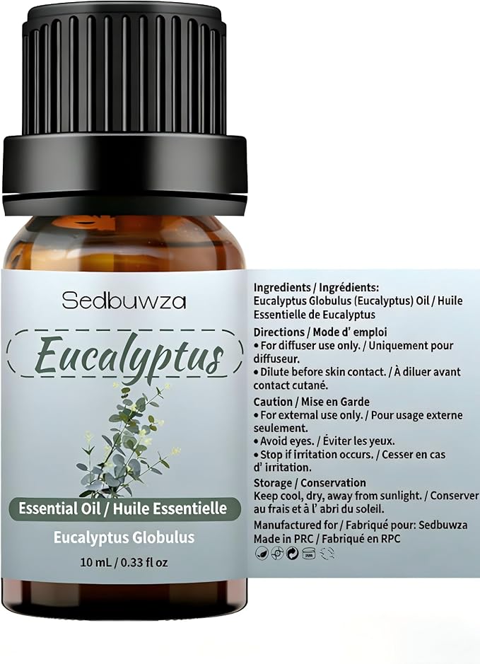 Sedbuwza Lavender Eucalyptus Essential Oil Set, Lavender Fragrance Oil Eucalyptus Scent Oil Set for Diffuser, Aromatherapy, Massage, Soap, Candle Making 2 x 10 ml