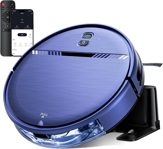 Robot Vacuum and Mop Combo, 2300Pa Strong Suction, 2-in-1 Dust Box and Water Tank, Works with Alexa/Google Assistant, Long Runtime, Schedule, Quiet, Ideal for Hard Floors, Low-Pile Carpets and Pets