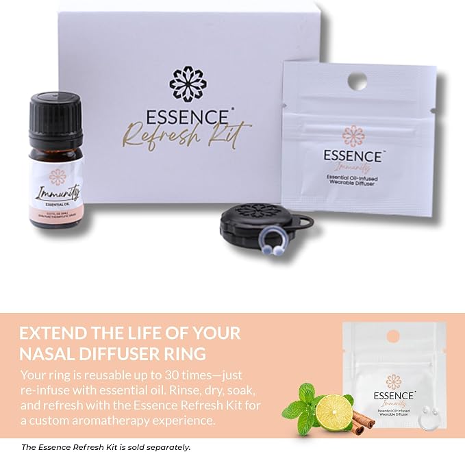 HONÉ Essence Wearable Aromatherapy Nasal Diffuser – Immunity Blend Essential Oil Nose Ring – Personal Scent Clip for Travel, Work & Everyday Use – Made in USA