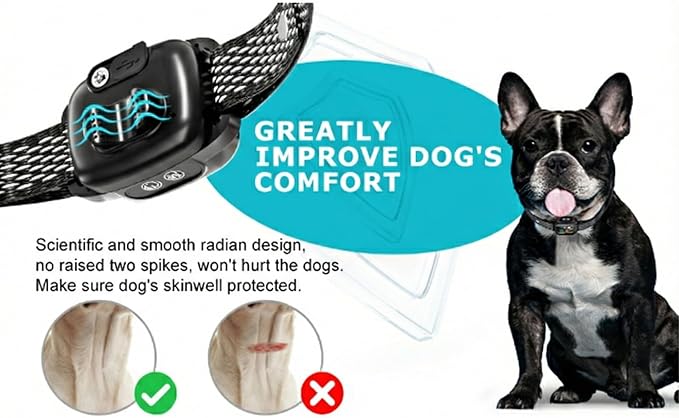 MINI No Shock Bark Collar for Small Dogs, Humane Vibrate & Beep Training, Smart AI Anti-False Triggering, IP67 Waterproof, Rechargeable, Adjustable Strap 8-20" Neck