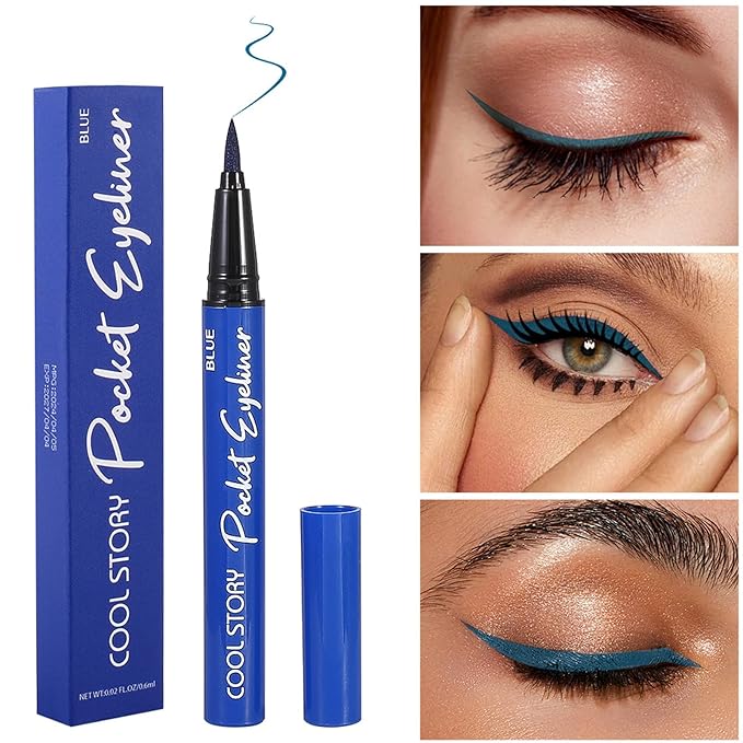 COOL STORY Blue Liquid Eyeliner Pencil – Water Resistant & Smudge-Proof, Long Lasting Eye Liner Makeup