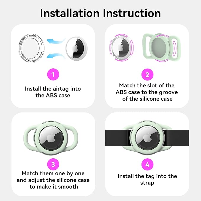 Waterproof AirTag Holder for Dog Collar, Soft Slide-On Dog AirTag Holder | Full-Body Protection, No-Dangle Fit, Ultra-Durable, Lightweight, Tool-Free Installation, Clear Cover, Fits Dog & Cat Collars