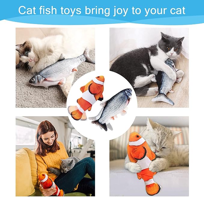 Interactive Cat Toys Flopping Fish with Catnip, Motion Activated Cat Toy