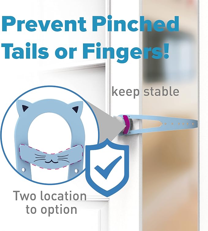 Neobay Cat Door Latch with Stabilizer, 7 Sizes Adjustable Cat Door Holder Latch to Keep Dog Out of Litter Box, No-Drill Alternative of Pet Gates and Interior Pet Door, Blue, 1 Pack