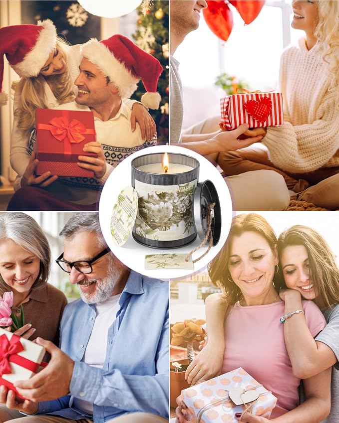 Scented Candles for Home, 8oz Soy Candle, 50H Burn, Lemon Verbena Aromatherapy, White Candle in Gift Box, Perfect for Birthday, Mother's Day, Christmas