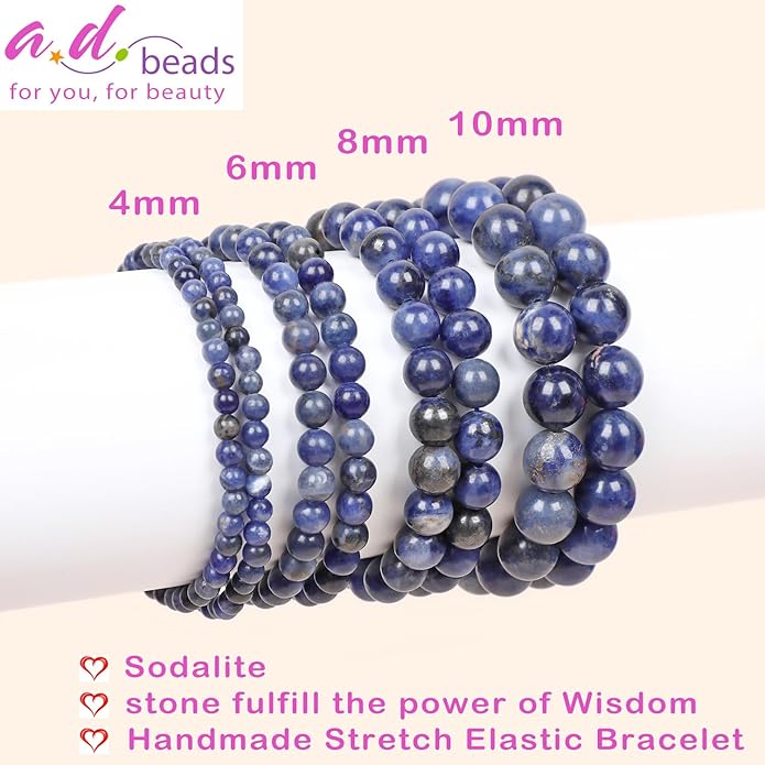 AD Beads Handmade Gemstone Stretch Elastic Bracelet Crystal Healing Reiki Nature's Beauty and Spiritual Essence Unisex