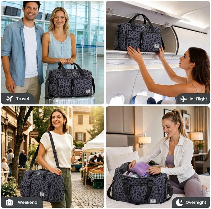 FIORETTO Women's Gym Duffle Bag with Shoes Compartment, 30L Capacity, Ideal for Travel, Gym, Sports, Duffel, Weekender