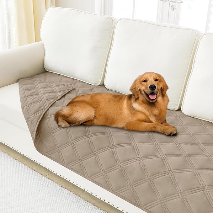 Smiry Waterproof Dog Bed Cover, Reversible Pet Blanket for Sofa Couch | Soft Washable Dog Blanket, Leakproof Couch Cover for Dogs Cats & Furniture Protection, 40x80, Taupe/Taupe
