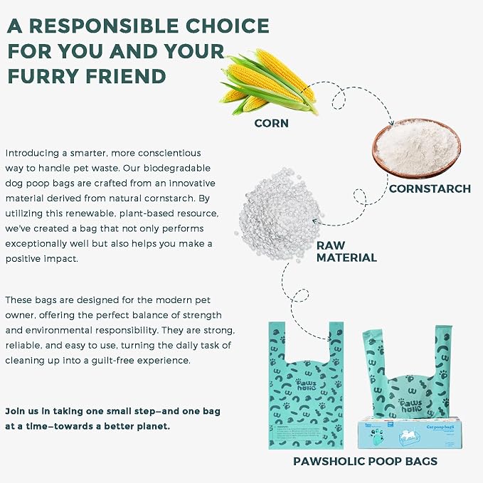 Cat Litter Disposal Bags and Dog Poop Bags with Handle,Cornstarch Based Extra Thick and Guaranteed Leak Proof Poop bags for Kitty and Doggy(360 Count 1.1 Gallon,Lavender Scent)