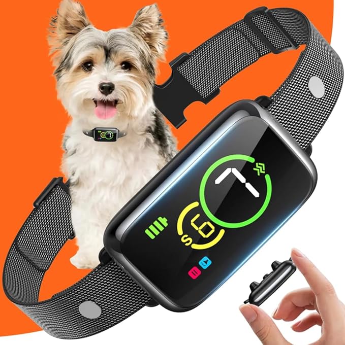 Dog Bark Collar for Large Medium Small Dogs, Rechargeable Smart Bark Collar, Anti Barking Training Collar with 7 Adjustable Sensitivity Beep Vibration (Black)