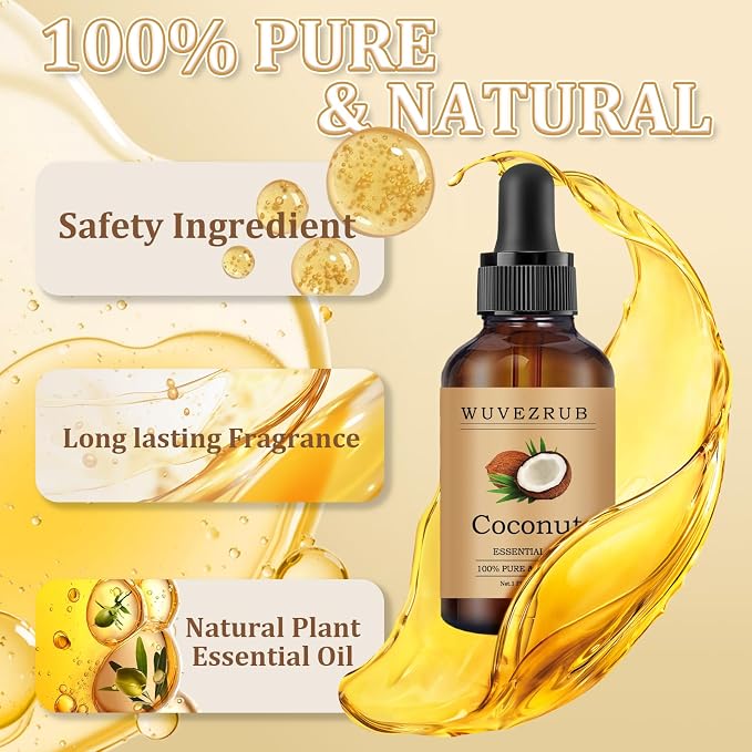 Coconut Essential Oil 60ML - 100% Pure and Natural Oils for Aromatherapy Diffuser - 2 Fl Oz/Coconut