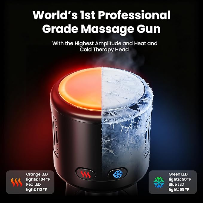 BOB AND BRAD D6 Pro Max+ Massage Gun with Heat and Cold, Powerful Deep Tissue Percussion Massager with 16mm Amplitude, FSA Eligible & HSA Approved Professional Muscle Massager Gun for Athletes