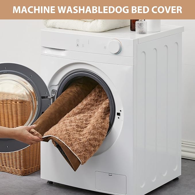 BFPETHOME Orthopedic Washable XLarge Dog Bed for Senior Dog Cozy Sleep | Extra Large Waterproof Big Soft Pet Couch Bed for Dogs Relax with Removable Cover Supportive Egg Crate Foam Brown 42x30 Inch