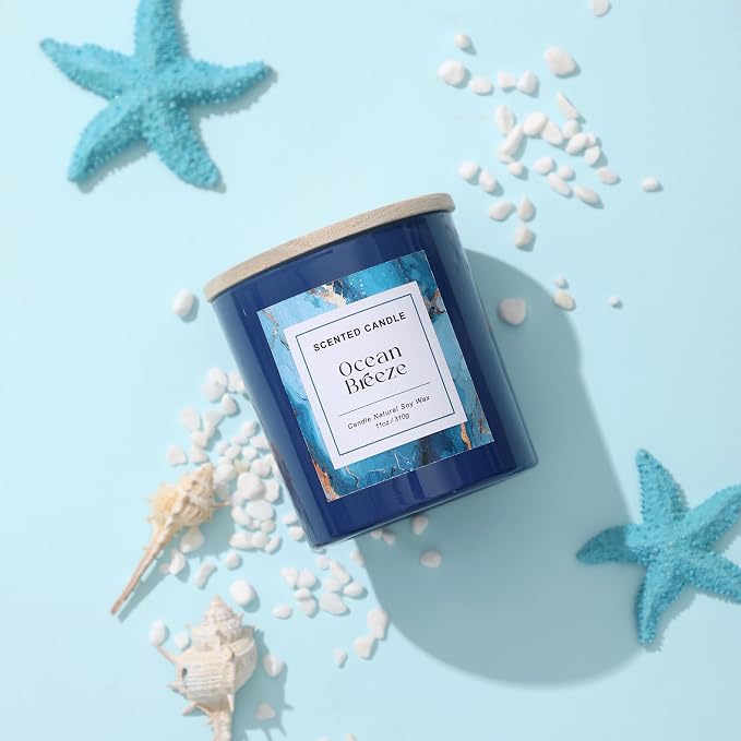 Ocean Breeze Candle,Beach Candle,Summer Scented Candle,11 oz | Natural Soy Candles for Home Scented for Stress Relief,Candle Gift for Women Men
